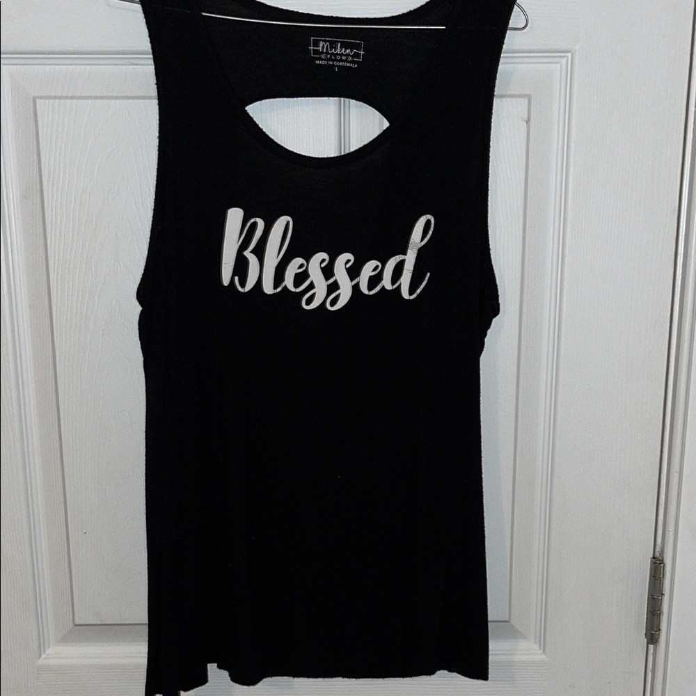 Miken Black Sleeveless 'Blessed' Tank Top